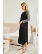 Women's Nightgown V Neck Home Colorblock Long Sleeve Pajamas