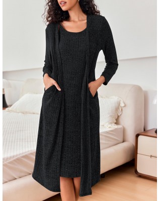 Women's Long Sleeve Casual 2-Piece Nightgown Women's Long Sleeve Casual 2-Piece Nightgown