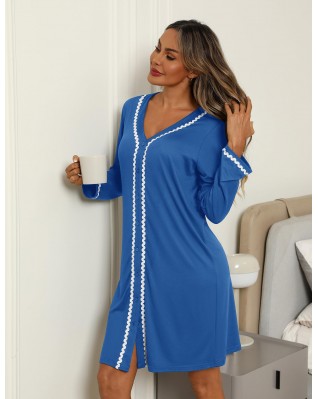 Women's Blue Striped Long Sleeve Pajamas Women's Blue Striped Long Sleeve Pajamas