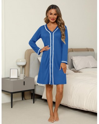 Women's Blue Striped Long Sleeve Pajamas Women's Blue Striped Long Sleeve Pajamas