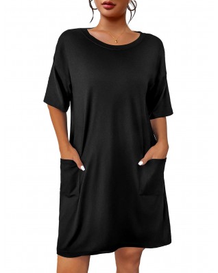 Women's Short Sleeve T-Shirt Round Neck Nightdress Women's Short Sleeve T-Shirt Round Neck Nightdress