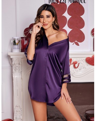 Women's Sexy Silk Short Sleeve Nightgown Women's Sexy Silk Short Sleeve Nightgown