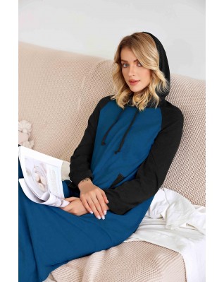 Women's long sleeve hooded contrast color nightgown Women's long sleeve hooded contrast color nightgown