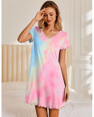 Women's Short Sleeve V Neck Cropped Pajama Pullover Women's Short Sleeve V Neck Cropped Pajama Pullover