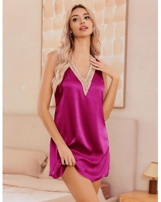Women's Sleeveless Satin Vest Nightgown Lace Women's Sleeveless Satin Vest Nightgown Lace