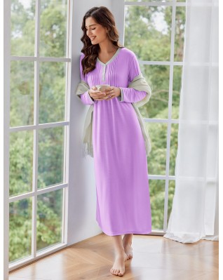 Women's long sleeve full length pajamas long nightgown Women's long sleeve full length pajamas long nightgown