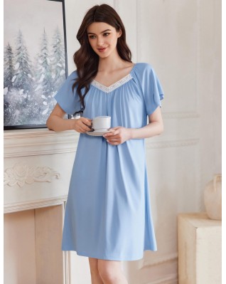 Women's lace pajamas trumpet short sleeve pajamas Women's lace pajamas trumpet short sleeve pajamas